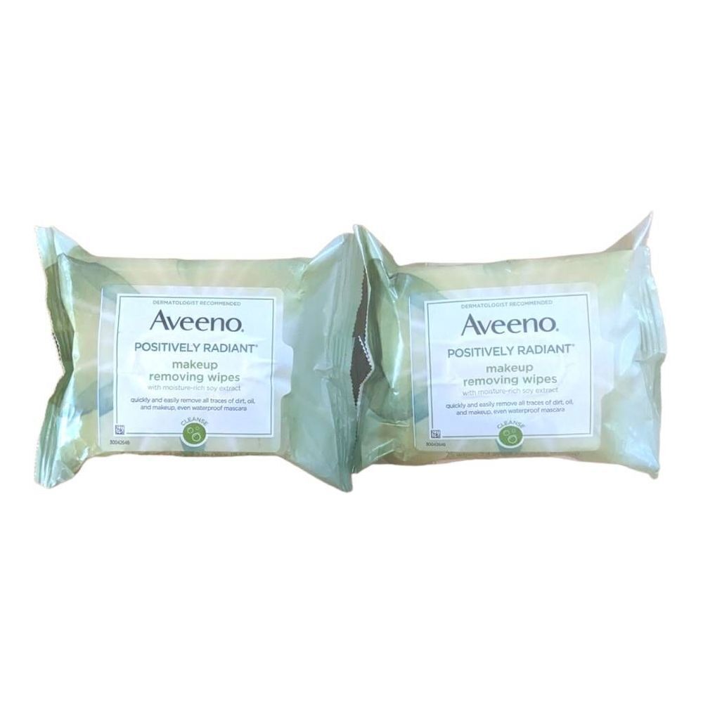 Aveeno Positively Radiant Makeup Removing‎ Wipes 25 wipes Lot of 2